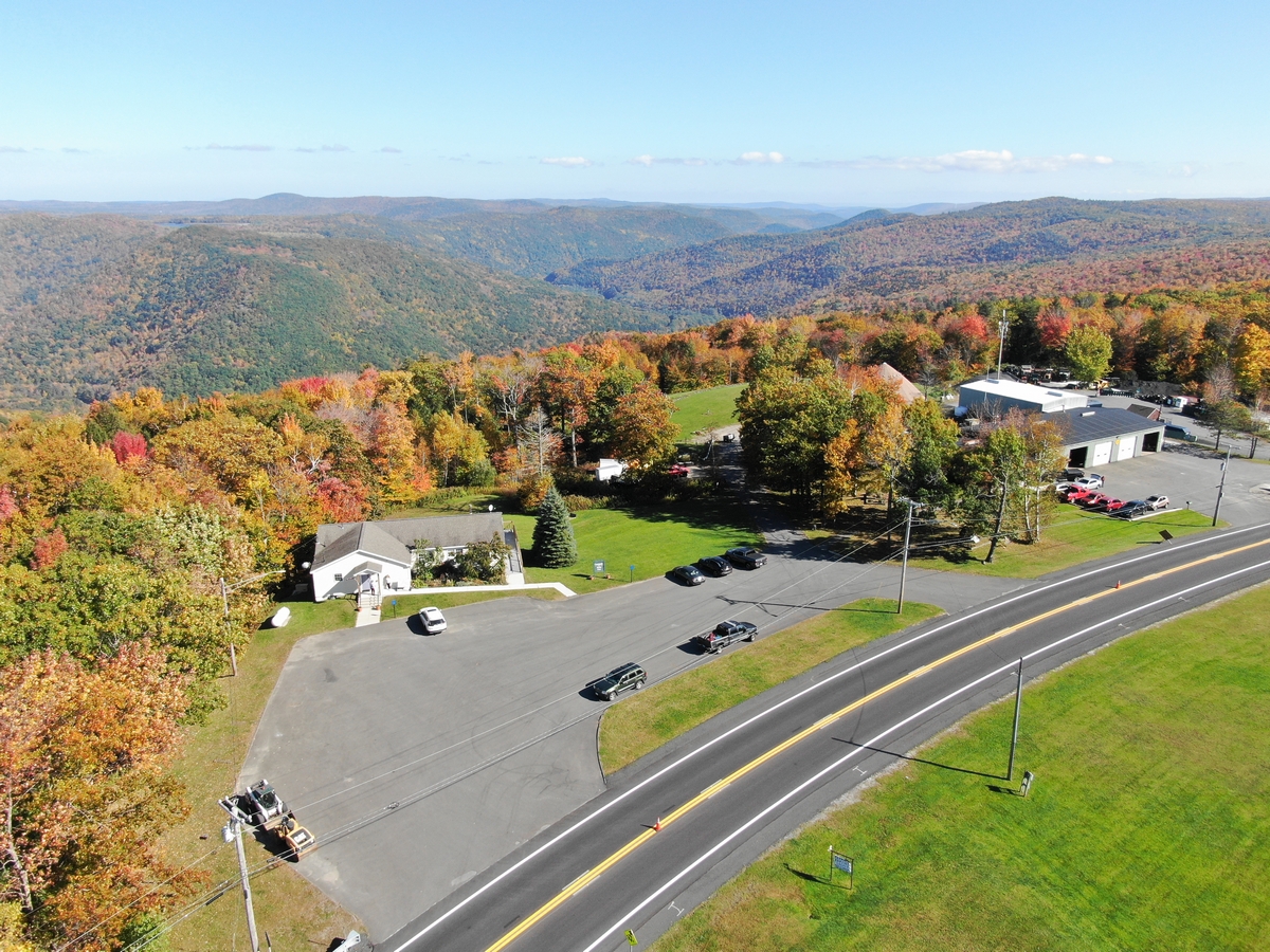 Aerial view of Florida, MA in autumn